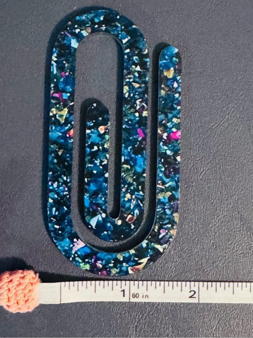 Oversized Blue Confetti Acrylic Paper Clip Bookmark | Jumbo Planner Bookmark
